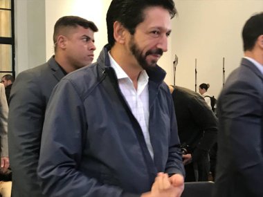 Cracolandia 'da yeniden canlandırma üzerine tartışmalar. 29 Ağustos 2023, Sao Paulo, Brezilya: Sao Paulo Valisi, Tarcisio de Freitas merkez bölgede yeniden canlandırma konulu bir tartışmaya katıldı. 