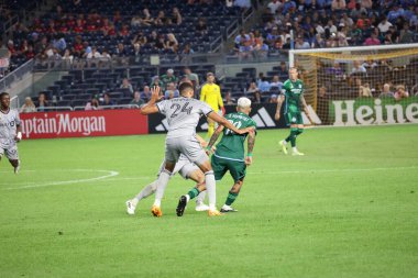 New York, ABD - 30 Ağustos 2023 MLS Normal Sezonu, NYCFC vs CF Montreal. New York, Bronx 'taki Yankee Stadyumu' nda, Major League Soccer (MLS) için geçerli olan NYCFC ve CF Montreal arasında oynanan futbol maçı