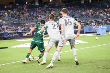 New York, ABD - 30 Ağustos 2023 MLS Normal Sezonu, NYCFC vs CF Montreal. New York, Bronx 'taki Yankee Stadyumu' nda, Major League Soccer (MLS) için geçerli olan NYCFC ve CF Montreal arasında oynanan futbol maçı