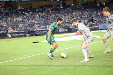 New York, ABD - 30 Ağustos 2023 MLS Normal Sezonu, NYCFC vs CF Montreal. New York, Bronx 'taki Yankee Stadyumu' nda, Major League Soccer (MLS) için geçerli olan NYCFC ve CF Montreal arasında oynanan futbol maçı