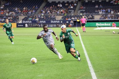New York, ABD - 30 Ağustos 2023 MLS Normal Sezonu, NYCFC vs CF Montreal. New York, Bronx 'taki Yankee Stadyumu' nda, Major League Soccer (MLS) için geçerli olan NYCFC ve CF Montreal arasında oynanan futbol maçı