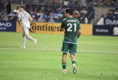 2023 MLS Normal Sezon: NYCFC Montreal 'e karşı. 30 Ağustos 2023. New York, ABD: Andres Jasson (21 numara), NYCFC ve CF Montreal arasındaki futbol maçında Yankee Stadyumu 'nda Major League Soccer (MLS) için geçerli olan ilk golünü attı ve kutladı.