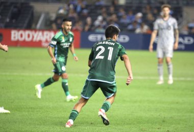 2023 MLS Normal Sezon: NYCFC Montreal 'e karşı. 30 Ağustos 2023. New York, ABD: Andres Jasson (21 numara), NYCFC ve CF Montreal arasındaki futbol maçında Yankee Stadyumu 'nda Major League Soccer (MLS) için geçerli olan ilk golünü attı ve kutladı.