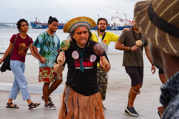 ブラジル先住民による一時的な枠組みへの抗議 2023年8月30日 ブラジルのリオデジャネイロ ブラジル連邦最高裁判所 Stf が先住民の土地の時間枠の判決を再開 — ストック写真