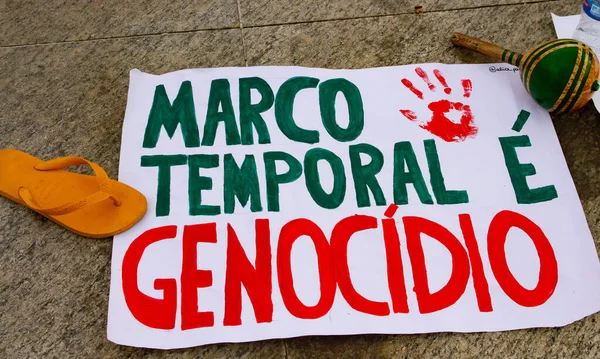 Protesto Contra Marco Temporal Pelos Indígenas Brasileiros Agosto 2023 Rio — Fotografia de Stock