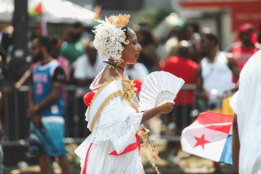 Batı Hindistan Günü Geçidi. 4 Eylül 2023, New York, ABD: Batı Hint Amerikan Karnavalı veya New York Karnavalı, Crown Heights, Brooklyn, New York 'ta Eylül ayının ilk pazartesi günü düzenlenen yıllık Batı Hint kültürünün kutlamasıdır. 