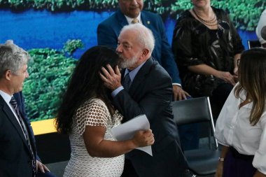 Brasilia (DF), Brezilya 09 / 05 / 2023 - Cumhuriyet Başkanı Luiz Inacio Lula da Silva Amazon Günü törenine katıldı; 31 Ağustos 2023 günü öğleden sonra Brasilia 'daki Planalto Sarayı' nda.