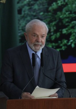 Brasilia (DF), Brezilya 09 / 05 / 2023 - Cumhuriyet Başkanı Luiz Inacio Lula da Silva Amazon Günü törenine katıldı; 31 Ağustos 2023 günü öğleden sonra Brasilia 'daki Planalto Sarayı' nda.