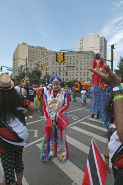 Batı Hindistan Günü Geçidi. 4 Eylül 2023, New York, ABD: Batı Hint Amerikan Karnavalı veya New York Karnavalı, Crown Heights, Brooklyn, New York 'ta Eylül ayının ilk pazartesi günü düzenlenen yıllık Batı Hint kültürünün kutlamasıdır. 