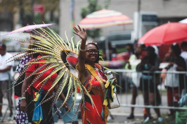 Batı Hindistan Günü Geçidi. 4 Eylül 2023, New York, ABD: Batı Hint Amerikan Karnavalı veya New York Karnavalı, Crown Heights, Brooklyn, New York 'ta Eylül ayının ilk pazartesi günü düzenlenen yıllık Batı Hint kültürünün kutlamasıdır. 