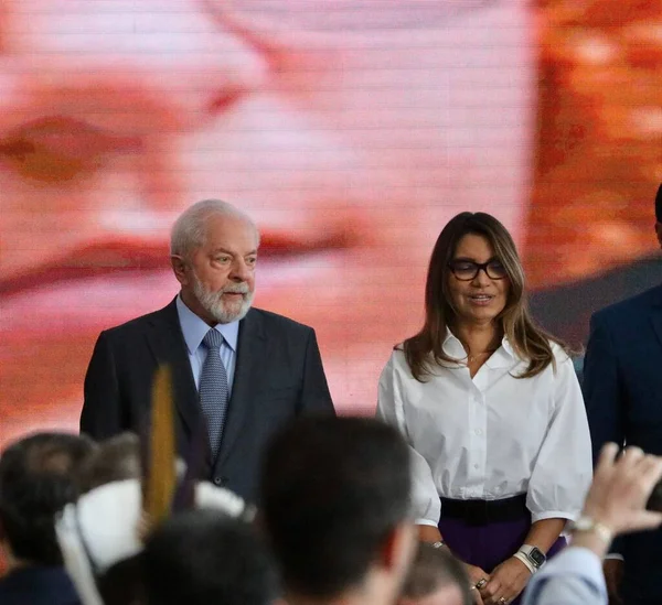Brasilia Brasil 2023 Republikkens President Luiz Inacio Lula Silva Deltar – stockfoto