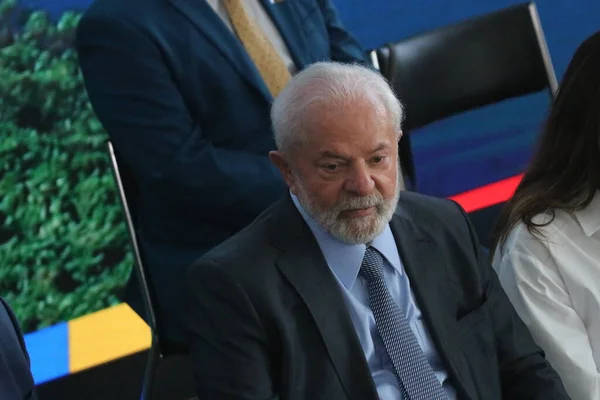 stock image Brasilia (DF), Brazil 09/05/2023 - The President of the Republic Luiz Inacio Lula da Silva participates in the Amazon Day Ceremony; on the afternoon of this Tuesday, August 31, 2023 at the Planalto Palace in Brasilia.