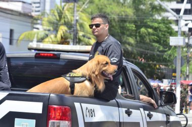 NATAL (RN), Brezilya 07 / 09 / 2023 - 7 Eylül 'de Natal RN' de düzenlenen sivil askeri geçit törenine, başkentin doğusundaki Petropolis mahallesindeki sivil meydandaki AMAN öğrencileri katıldı.