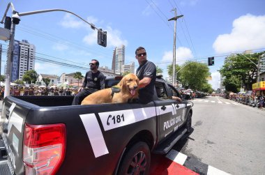 NATAL (RN), Brezilya 07 / 09 / 2023 - 7 Eylül 'de Natal RN' de düzenlenen sivil askeri geçit törenine, başkentin doğusundaki Petropolis mahallesindeki sivil meydandaki AMAN öğrencileri katıldı.