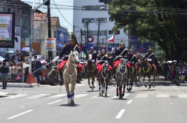 NATAL (RN), Brezilya 07 / 09 / 2023 - 7 Eylül 'de Natal RN' de düzenlenen sivil askeri geçit törenine, başkentin doğusundaki Petropolis mahallesindeki sivil meydandaki AMAN öğrencileri katıldı.