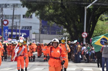 NATAL (RN), Brezilya 07 / 09 / 2023 - 7 Eylül 'de Natal RN' de düzenlenen sivil askeri geçit törenine, başkentin doğusundaki Petropolis mahallesindeki sivil meydandaki AMAN öğrencileri katıldı.