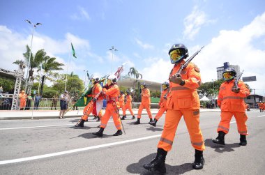 NATAL (RN), Brezilya 07 / 09 / 2023 - 7 Eylül 'de Natal RN' de düzenlenen sivil askeri geçit törenine, başkentin doğusundaki Petropolis mahallesindeki sivil meydandaki AMAN öğrencileri katıldı.