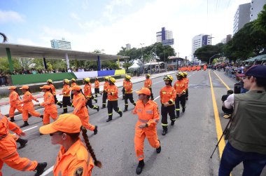 NATAL (RN), Brezilya 07 / 09 / 2023 - 7 Eylül 'de Natal RN' de düzenlenen sivil askeri geçit törenine, başkentin doğusundaki Petropolis mahallesindeki sivil meydandaki AMAN öğrencileri katıldı.