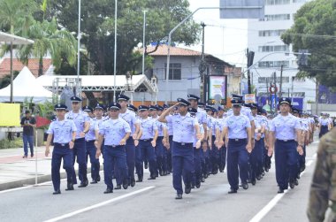 NATAL (RN), Brezilya 07 / 09 / 2023 - 7 Eylül 'de Natal RN' de düzenlenen sivil askeri geçit törenine, başkentin doğusundaki Petropolis mahallesindeki sivil meydandaki AMAN öğrencileri katıldı.