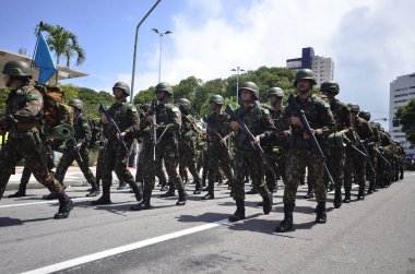NATAL (RN), Brezilya 07 / 09 / 2023 - 7 Eylül 'de Natal RN' de düzenlenen sivil askeri geçit törenine, başkentin doğusundaki Petropolis mahallesindeki sivil meydandaki AMAN öğrencileri katıldı.