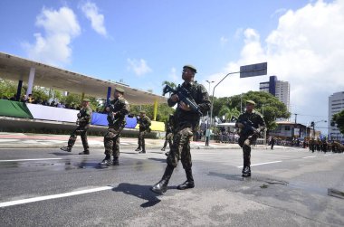 NATAL (RN), Brezilya 07 / 09 / 2023 - 7 Eylül 'de Natal RN' de düzenlenen sivil askeri geçit törenine, başkentin doğusundaki Petropolis mahallesindeki sivil meydandaki AMAN öğrencileri katıldı.