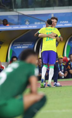 Brezilya takımından Belem (PA), 09 / 08 / 2023 Neymar Jr., 2026 Dünya Kupası elemelerinin birinci turunda Brezilya ile Bolivya arasında oynanan karşılaşmada ikinci golünü kutluyor.