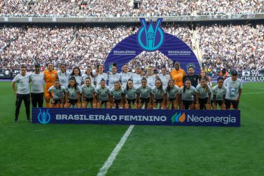 Sao Paulo (SP), Brezilya 09 / 10 / 2023 Corinthians ile Ferroviaria arasındaki maç, 2023 Brezilya Kadınlar Futbol Şampiyonası finali için geçerli, Itaquera 'daki Neo Quimica Arena' da düzenlendi.