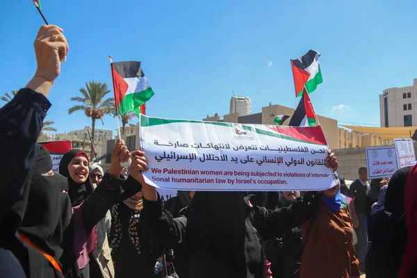 Mujeres Palestinas Protestan Contra Las Violaciones Israelíes Contra Las Mujeres — Foto de Stock