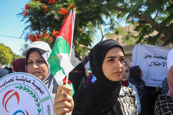Palestinské Ženy Protestují Proti Izraelskému Porušování Práv Žen Hebronu Před — Stock fotografie