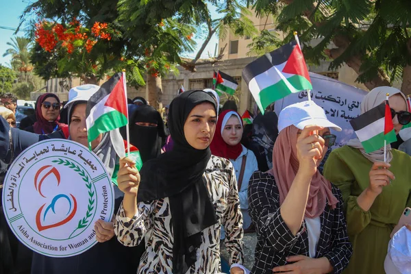 Filistinli Kadınlar Srail Halil Deki Kadınlara Yönelik Ihlallerini Gazze Deki — Stok fotoğraf