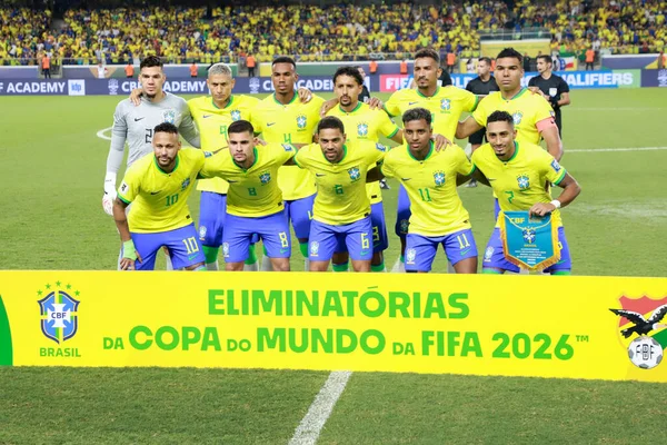 Belem Dpa 2023 Brasilianische Mannschaft Posiert Vor Dem Spiel Zwischen — Stockfoto