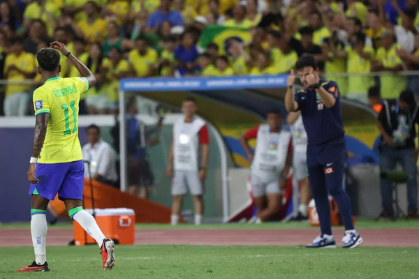 Belém 2023 Rodrygo Seleção Brasileira Marca Comemora Seu Gol Uma — Fotografia de Stock