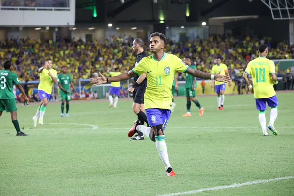 Belém 2023 Rodrygo Seleção Brasileira Marca Comemora Seu Segundo Gol — Fotografia de Stock