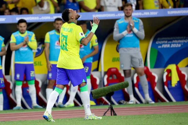Belém 2023 Neymar Seleção Brasileira Marca Comemora Seu Gol Uma — Fotografia de Stock