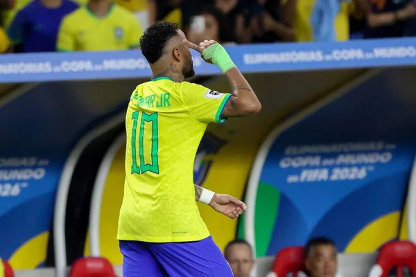 Belém 2023 Neymar Seleção Brasileira Marca Comemora Seu Gol Uma — Fotografia de Stock
