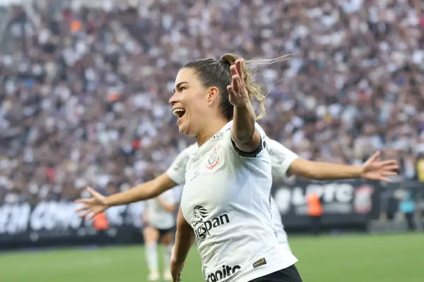 Sao Paulo Brazil 2023 Tamires Corinthians Scores Celebrates Her Goal — Stock Photo, Image