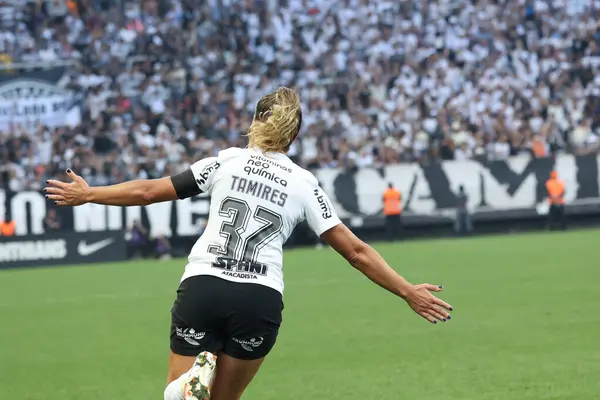 Sao Paulo Brazil 2023 Tamires Corinthians Scores Celebrates Her Goal — Stock Photo, Image