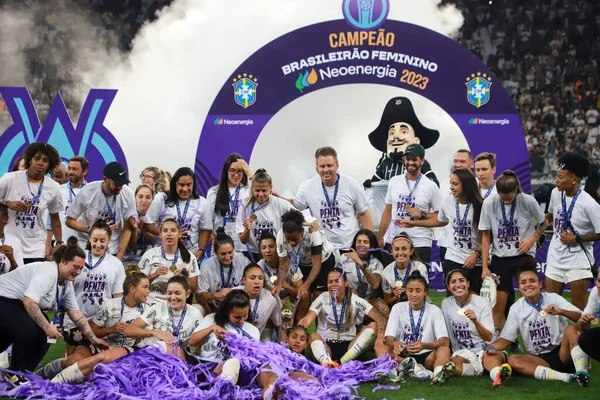 サンパウロ ブラジル 2023 コリント人とフェロヴィアの試合でチャンピオン ブラジル女子サッカー選手権の最終戦に有効です 2023 — ストック写真
