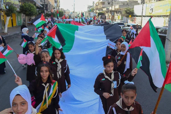 Filistinli Çocuklar Srail Gazze Den Ayrılma Yıldönümü Münasebetiyle Düzenlenen Bir — Stok fotoğraf