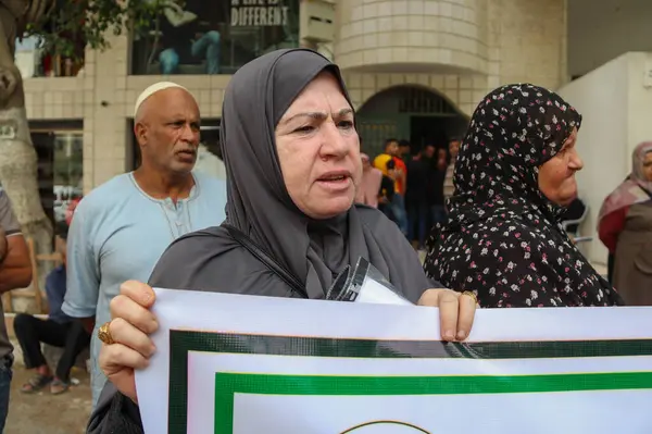 Filistinli Aileler Maaşları Azaltmak Için Otoriteye Karşı Protesto Ediyor Eylül — Stok fotoğraf