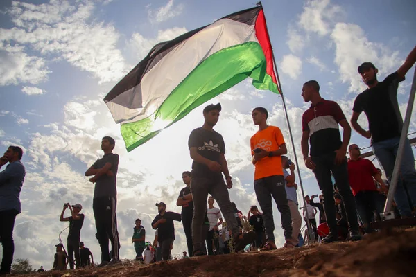 Setembro 2023 Gaza Palestina Palestinos Participam Confrontos Faixa Fronteira Cidade — Fotografia de Stock