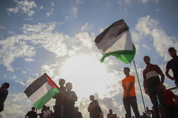 Septiembre 2023 Gaza Palestina Los Palestinos Participan Enfrentamientos Franja Fronteriza —  Fotos de Stock