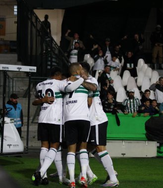 Coritiba (PR) - 14 Eylül 2023: Brezilya Futbol Şampiyonası 2023. Coritiba, Bahia - 19 numaralı Sebastian Gomez 'den Coritiba golü ve Coritiba ile Bahia arasındaki maç sırasındaki kutlama. 