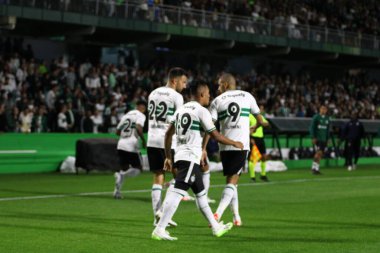Coritiba (PR) - 14 Eylül 2023: Brezilya Futbol Şampiyonası 2023. Coritiba, Bahia - 19 numaralı Sebastian Gomez 'den Coritiba golü ve Coritiba ile Bahia arasındaki maç sırasındaki kutlama. 