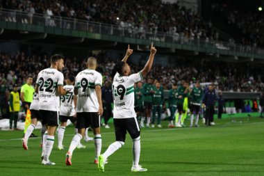 Coritiba (PR) - 14 Eylül 2023: Brezilya Futbol Şampiyonası 2023. Coritiba, Bahia - 19 numaralı Sebastian Gomez 'den Coritiba golü ve Coritiba ile Bahia arasındaki maç sırasındaki kutlama. 