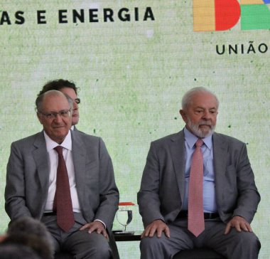 Brasilia (DF), 14 Eylül 2023 - Brasilia 'daki Palacio do Planalto' da: Geleceğin Yakıt Programının İmza Töreni Tasarısı.
