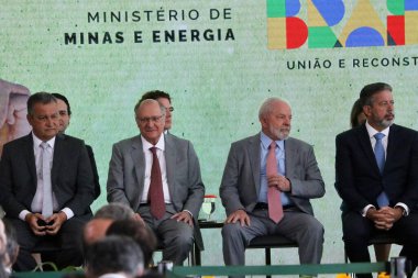 Brasilia (DF), 14 Eylül 2023 - Brasilia 'daki Palacio do Planalto' da: Geleceğin Yakıt Programının İmza Töreni Tasarısı.