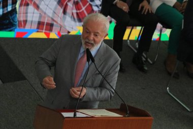 Brasilia (DF), 14 Eylül 2023 - Brasilia 'daki Palacio do Planalto' da: Geleceğin Yakıt Programının İmza Töreni Tasarısı.