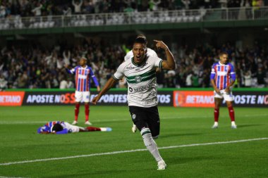 Coritiba (PR) - 14 Eylül 2023: Brezilya Futbol Şampiyonası 2023. Coritiba, Bahia - 19 numaralı Sebastian Gomez 'den Coritiba golü ve Coritiba ile Bahia arasındaki maç sırasındaki kutlama. 