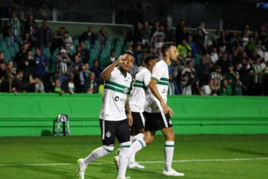 Coritiba (PR) - 14 Eylül 2023: Brezilya Futbol Şampiyonası 2023. Coritiba, Bahia - 19 numaralı Sebastian Gomez 'den Coritiba golü ve Coritiba ile Bahia arasındaki maç sırasındaki kutlama. 